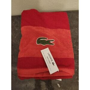 Lacoste Bath‎ Towel 100% Cotton 30" x 52" Red Big Crocodile Logo A